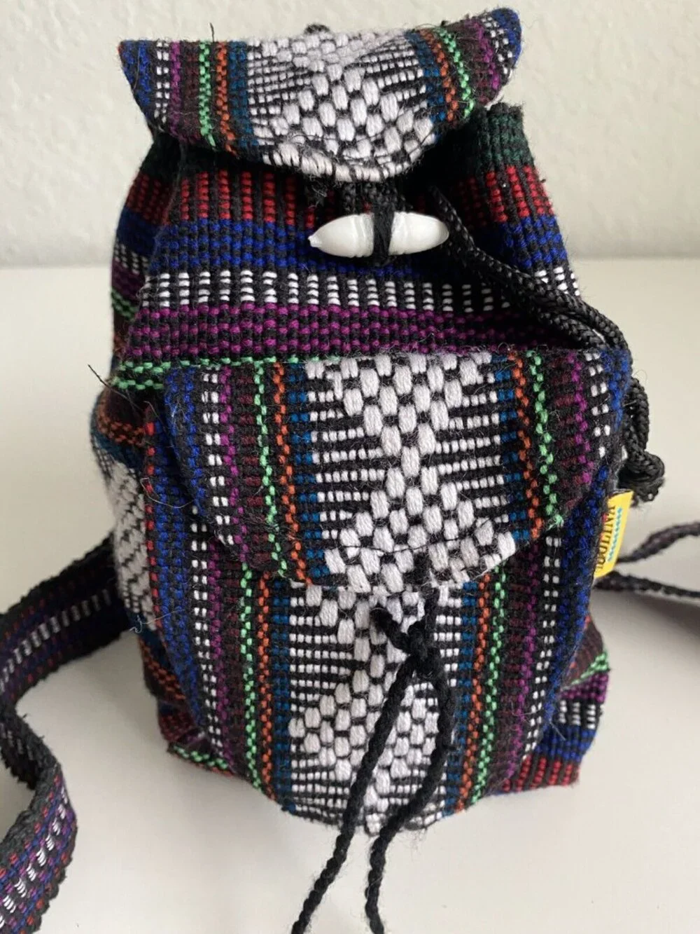 Artesanias Molina Indian Bag‎ Mexico Handmade Woven Multicolor Mini Backpack